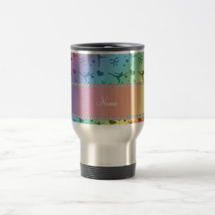 Personalised name rainbow figure skating travel mug