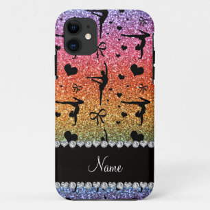 Personalised name rainbow glitter gymnastics Case-Mate iPhone case