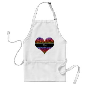 Personalised name rainbow leopard pattern standard apron
