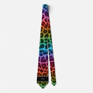 Personalised name rainbow leopard pattern tie