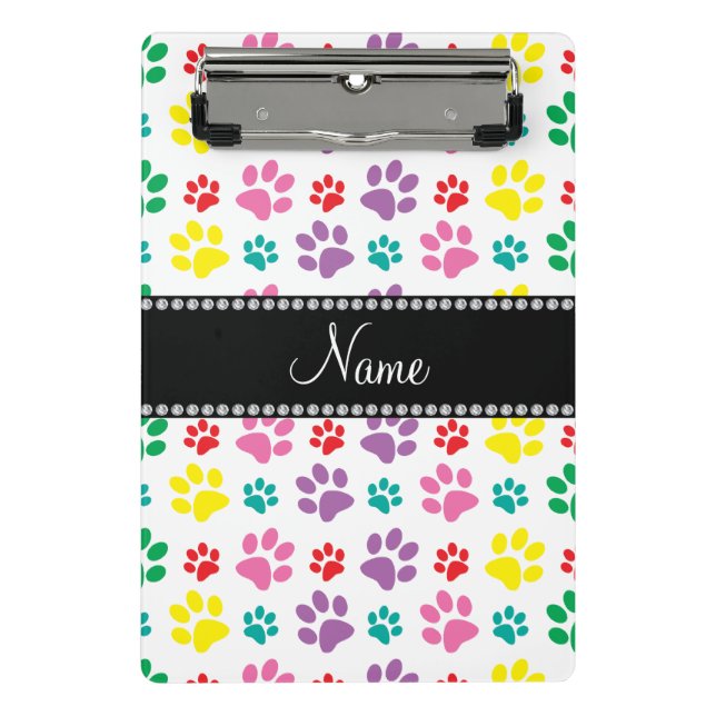 Personalised name rainbow paws mini clipboard (Front)