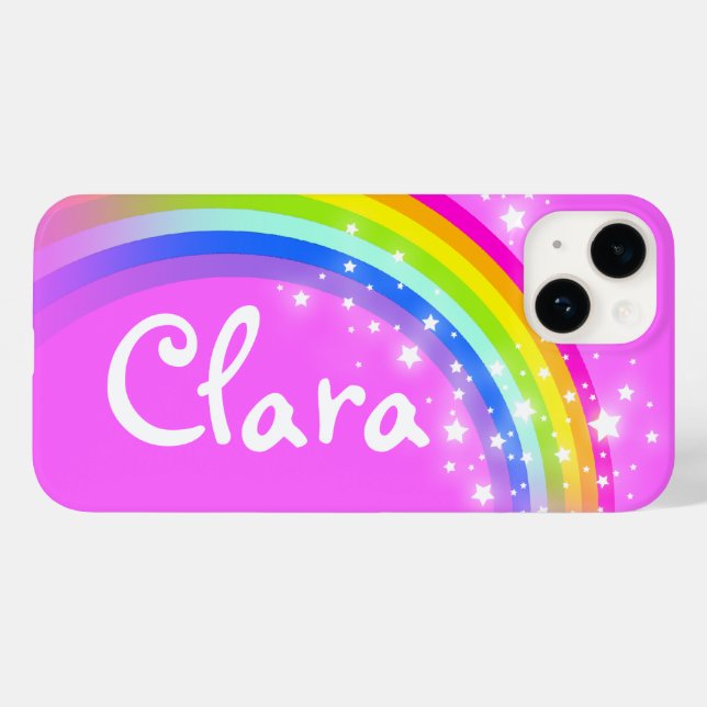 Personalised name rainbow pink sky and stars Case-Mate iPhone case (Back (Horizontal))