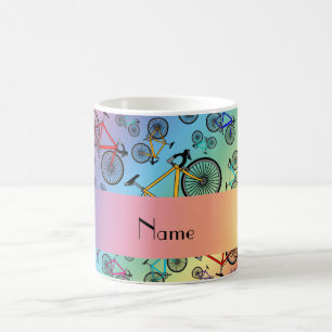 Personalised name rainbow road bikes coffee mug
