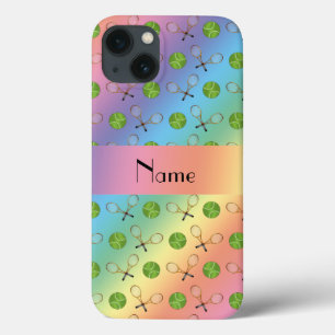 Personalised name rainbow tennis balls iPhone 13 case