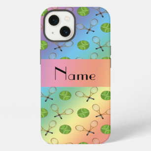 Personalised name rainbow tennis balls iPhone 13 case