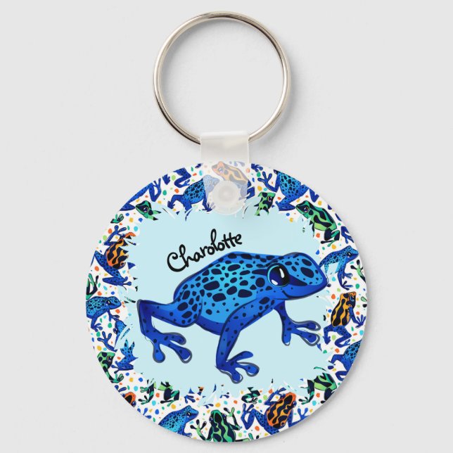 Personalised Name Rainforest Frogs Keychain (Front)