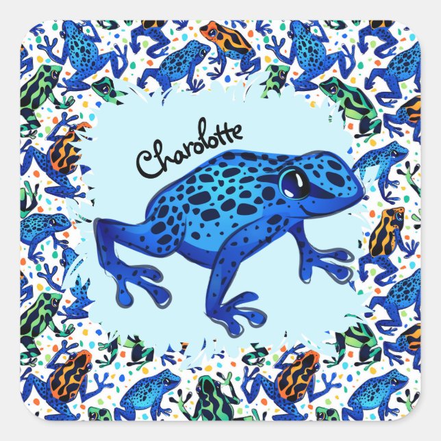 Personalised Name Rainforest Frogs Sticker (Front)