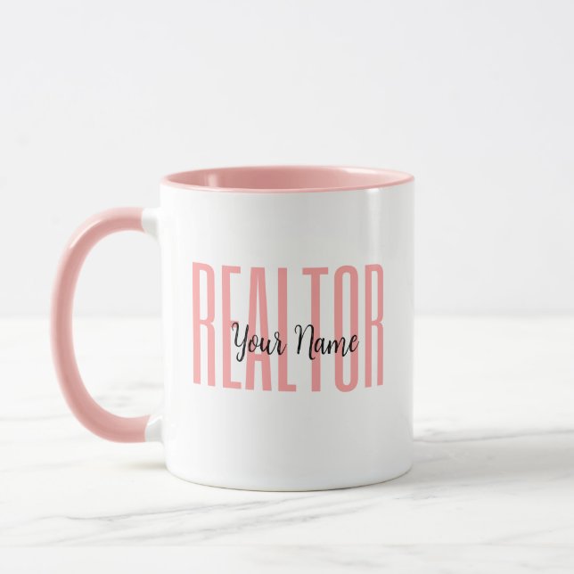 Personalised Name Realtor Pink Mug (Left)