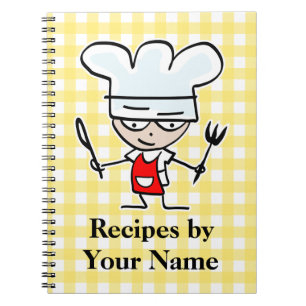 Personalised name recipe notebook   cartoon chef