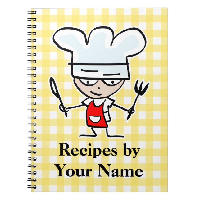 Personalised name recipe notebook | cartoon chef (Front)