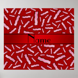 Personalised name red bacon pattern poster
