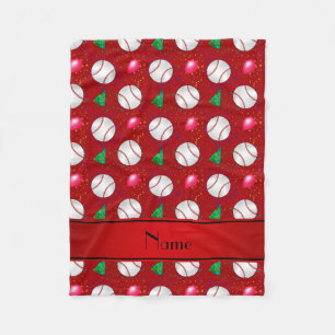 Personalised name red baseball birthday pattern fleece blanket