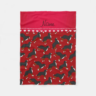 Personalised name red Bernese Mountain dogs Fleece Blanket