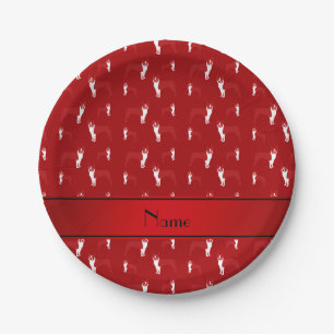 Personalised name red boston terrier paper plate