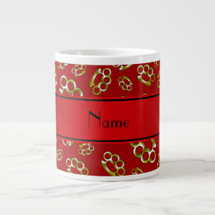Personalised name red brass knuckles large coffee mug