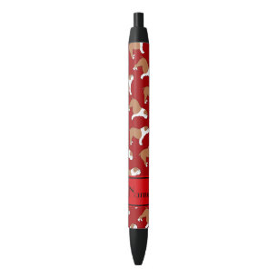 Personalised name red Bulldog Black Ink Pen