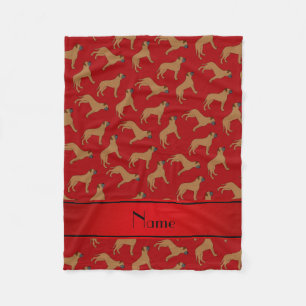 Personalised name red bullmastiff dogs fleece blanket