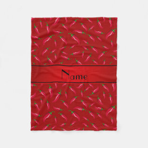 Personalised name red chilli pepper fleece blanket