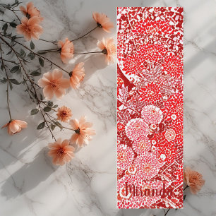 Personalised Name Red Daisy Floral Watercolor Art  Yoga Mat