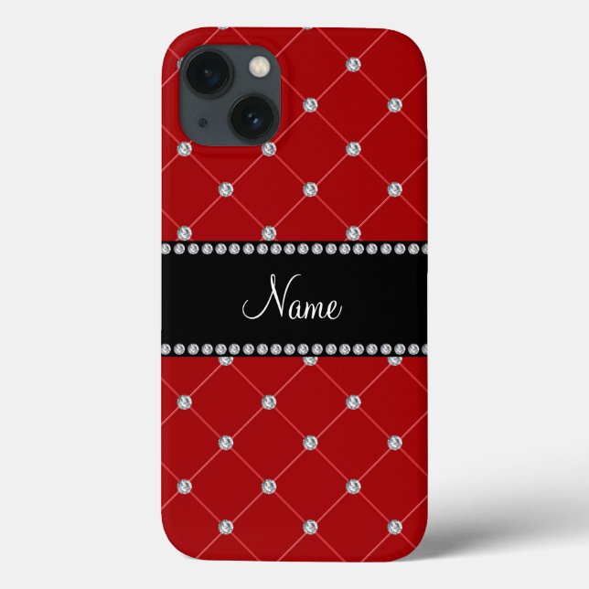 Personalised name red diamonds tuft Case-Mate iPhone case (Back)