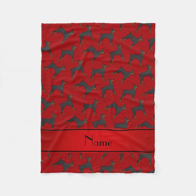 Personalised name red doberman pinschers fleece blanket (Front)