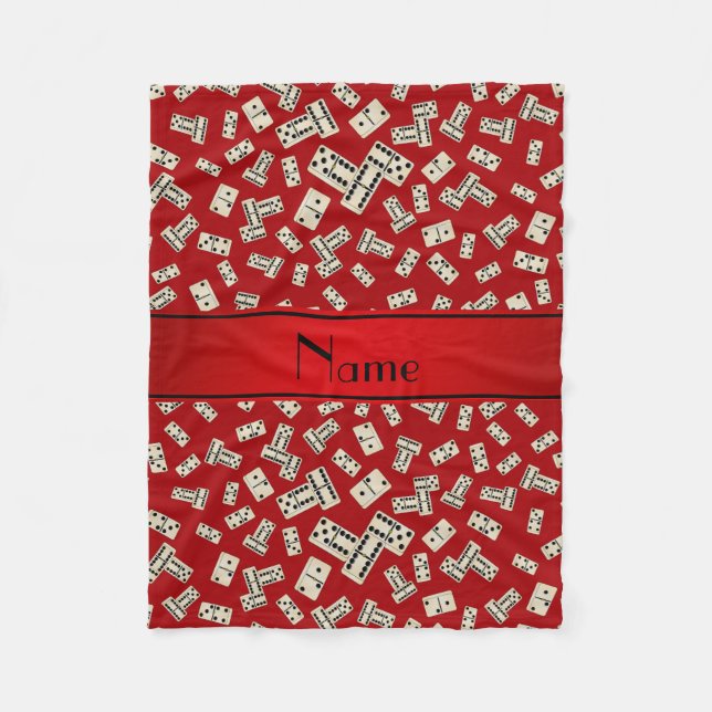 Personalised name red dominos fleece blanket (Front)
