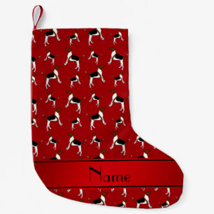 Personalised name red English Foxhounds Small Christmas Stocking