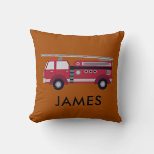 Personalised Name Red Fire truck Cushion
