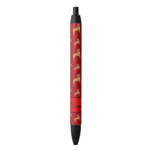 Personalised name red french bulldogs black ink pen
