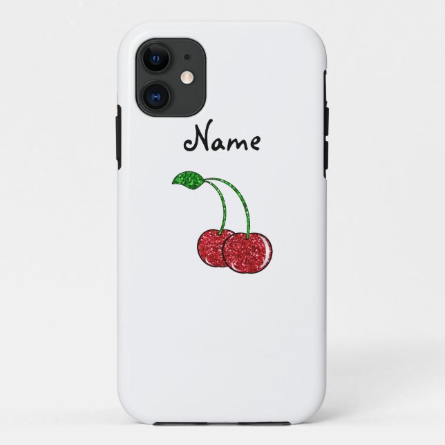 Personalised name red glitter cherry Case-Mate iPhone case (Back)