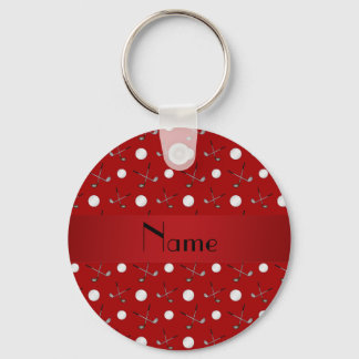 Personalised name red golf balls key ring