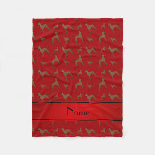 Personalised name red great dane dogs fleece blanket