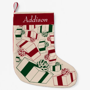 Personalised Name Red Green Gifts Small Christmas Stocking
