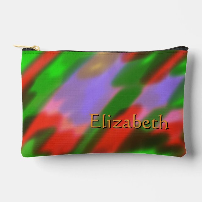 Personalised Name Red Green Lavender  Accessory Pouch (Front)