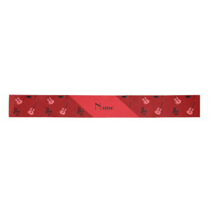 Personalised name red guitar pattern satin ribbon