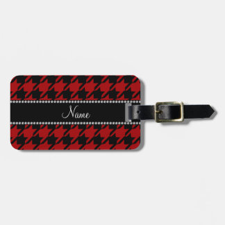 Personalised name Red houndstooth pattern Luggage Tag