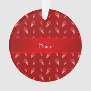 Personalised name red ice cream pattern ornament