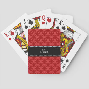 Personalised name red interlocking circles playing cards