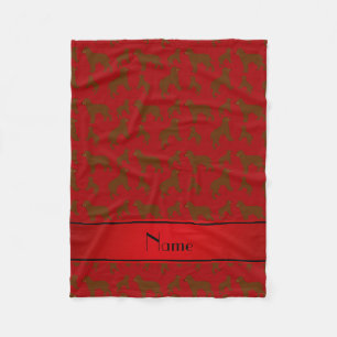 Personalised name red Irish Water Spaniel dogs Fleece Blanket
