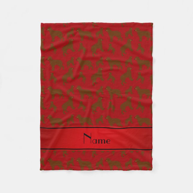 Personalised name red Irish Water Spaniel dogs Fleece Blanket (Front)