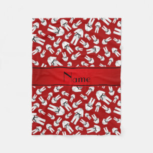 Personalised name red karate pattern fleece blanket