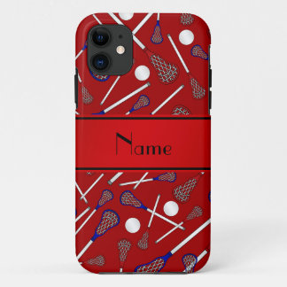 Personalised name red lacrosse pattern Case-Mate iPhone case