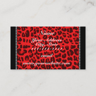 Personalised name red leopard pattern business card