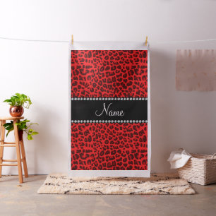 Personalised name red leopard pattern fabric