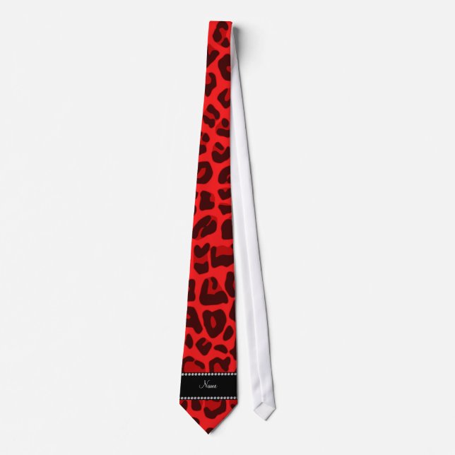 Personalised name red leopard pattern tie (Front)