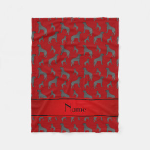 Personalised name red Mastiff dogs Fleece Blanket