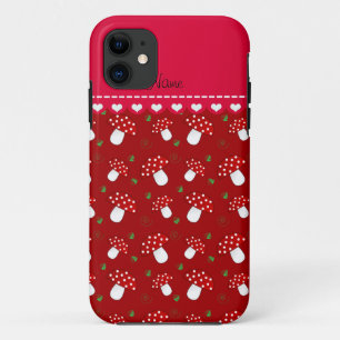 Personalised name red mushrooms iPhone 11 case