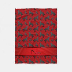 Personalised name red Newfoundland dogs Fleece Blanket