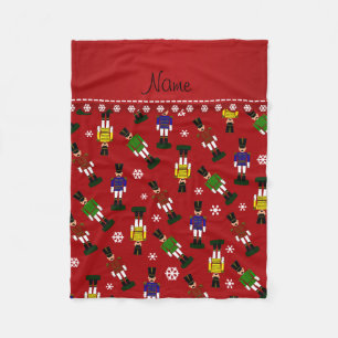 Personalised name red nutcrackers fleece blanket