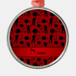 Personalised name red paintball pattern metal tree decoration